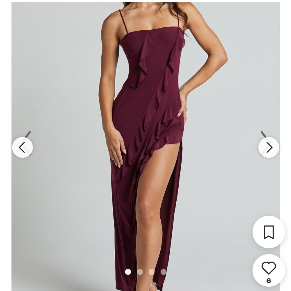 Showpo Ruffle Detail Purple Midi Dress
